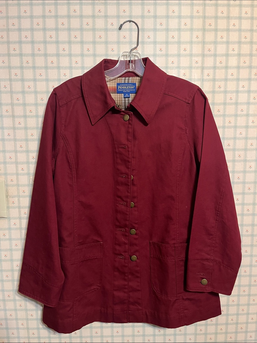 Pendleton Women's Deep Burgundy Button-Front Utility Jacket